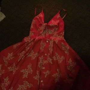 Reddish pinkish flower printed short dress